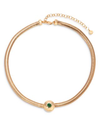 Crystal Solitaire Collar Necklace, 15-18"