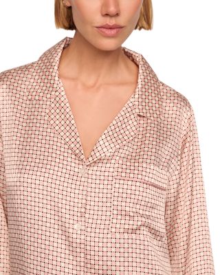 Inez Printed Washable Silk Long Pajama Set