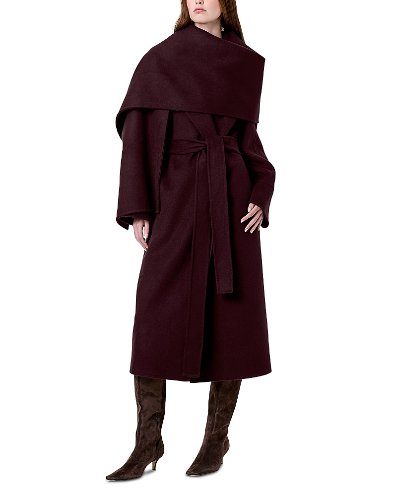 Nicholas Candice Scarf Neck Long Coat In Purple