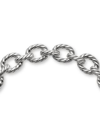 Sculpted Cable Oval Link Necklace in Sterling Silver, 18mm