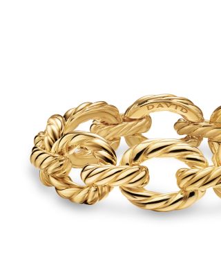 Sculpted Cable Oval Link Bracelet in 18K Yellow Gold, 18mm
