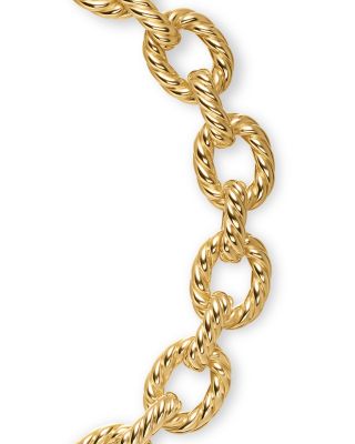 Sculpted Cable Oval Link Necklace in 18K Yellow Gold, 18mm