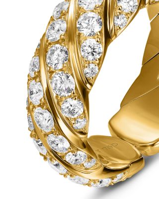 Sculpted Cable Flex Band Ring in 18K Yellow Gold with Diamonds, 7.5mm