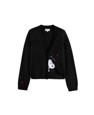  Women's Wool Cashmere Snoopy Peek Cardigan