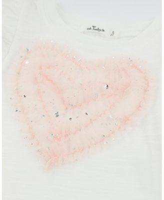 Girls' Ruffle Heart Tulle Applique Butterfly Tee - Baby, Little Kid