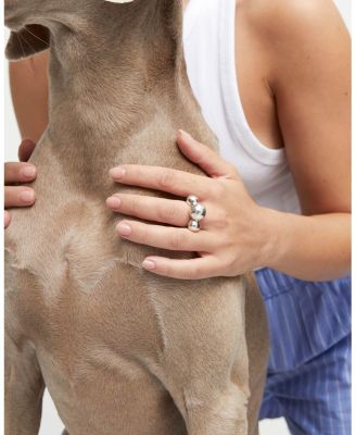 Sterling Silver Plated Metal Alloy Ring with Central Three Balls