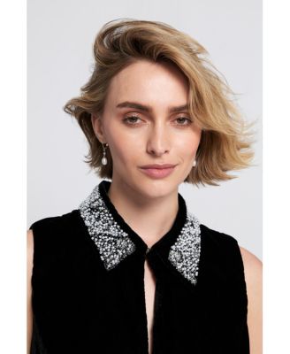 Beaded Collar Velvet Dress