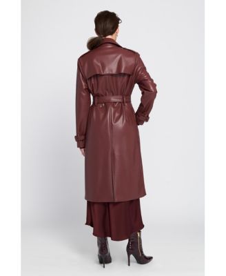 Faux Leather Trench Coat