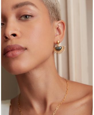 Sunrise Labradorite Drop Stud Earrings