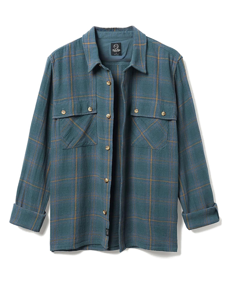 Junk Food Clothing Unisex Twill Plaid Boxy Shirt In Blue