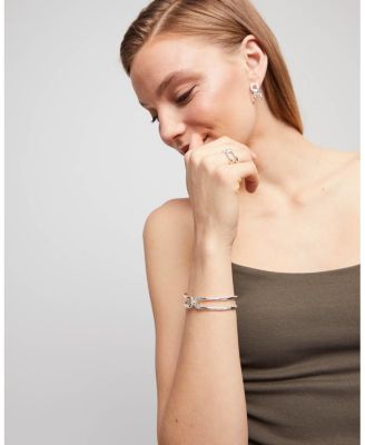 Double Sterling Bracelet with White Topaz