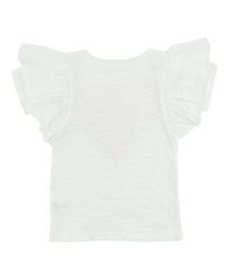 Girls' Ruffle Heart Pink & Silver Tulle Applique Butterfly Top - Little Kid