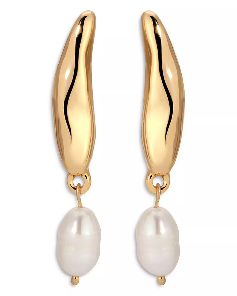Ettika Cultured Freshwater Pearl Liquid Luxe Drop Earrings