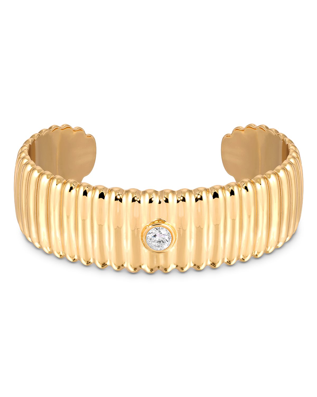 Ettika Crystal Solitaire Ribbed Cuff Bracelet