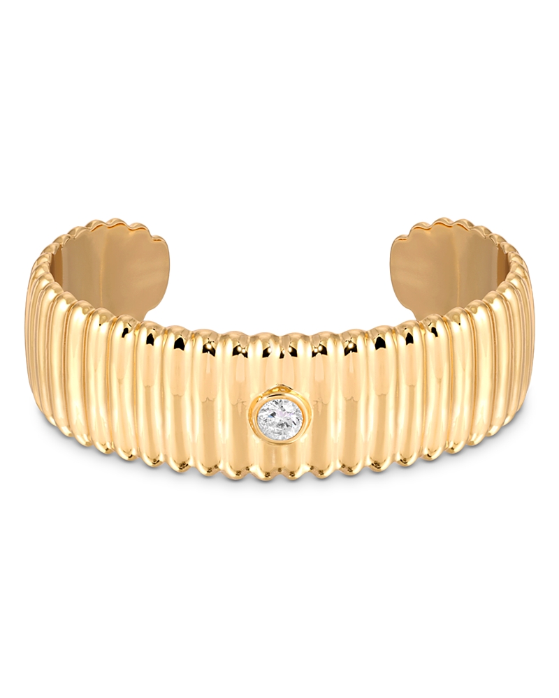 Ettika Crystal Solitaire Ribbed Cuff Bracelet