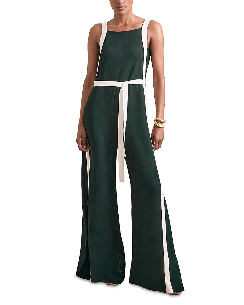 Reiss Petites Salma Color Block Jumpsuit In Green