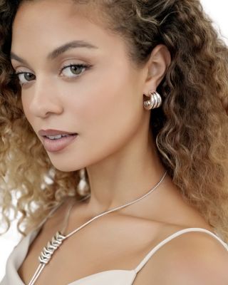 Triple Ribbed Huggie Hoop Earrings