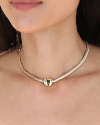 Crystal Solitaire Collar Necklace, 15-18"