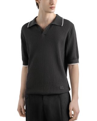 Short Sleeve Textured Polo Sweater