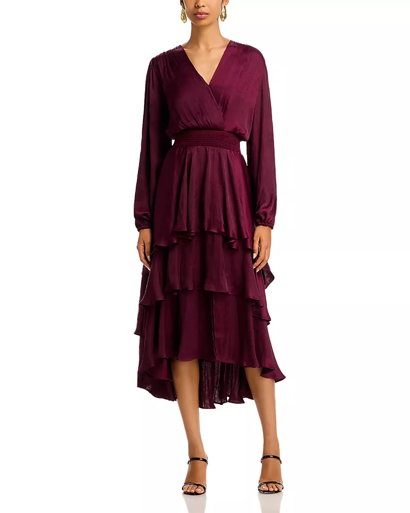 Steve Madden Bei Surplice Neck Asymmetric Midi Dress