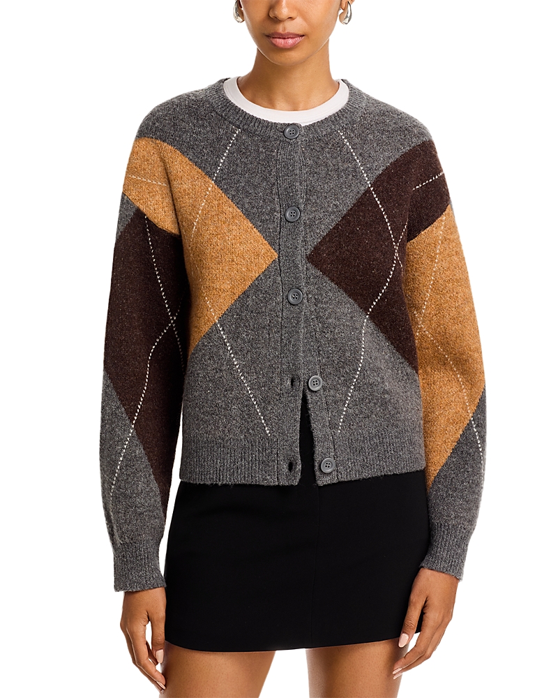 Steve Madden Vivia Argyle Cardigan Sweater In Multi