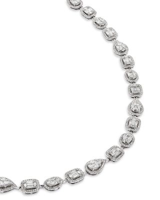 Opera Length Illusion Set Diamond Necklace in 18K White Gold, 16.30 tcw - Exclusuive