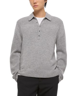 Relaxed Fit Block Knit Wool Polo Sweater  