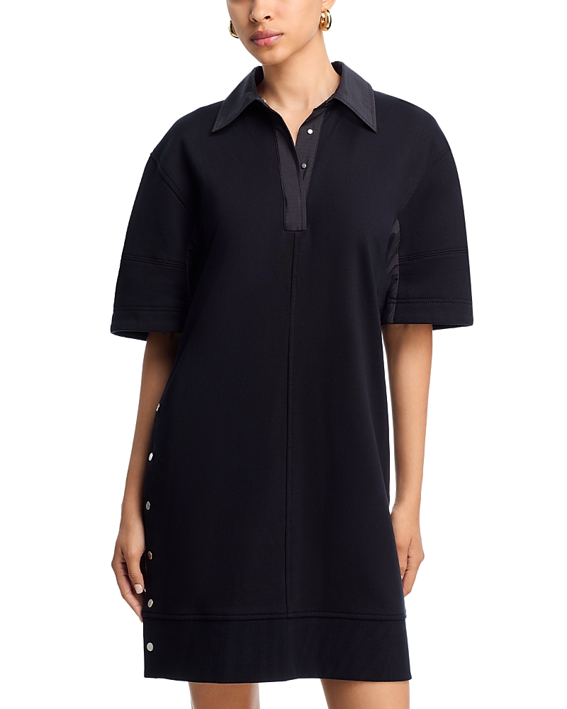 3.1 Phillip Lim Short Sleeve Rip Stop Polo Dress In Black