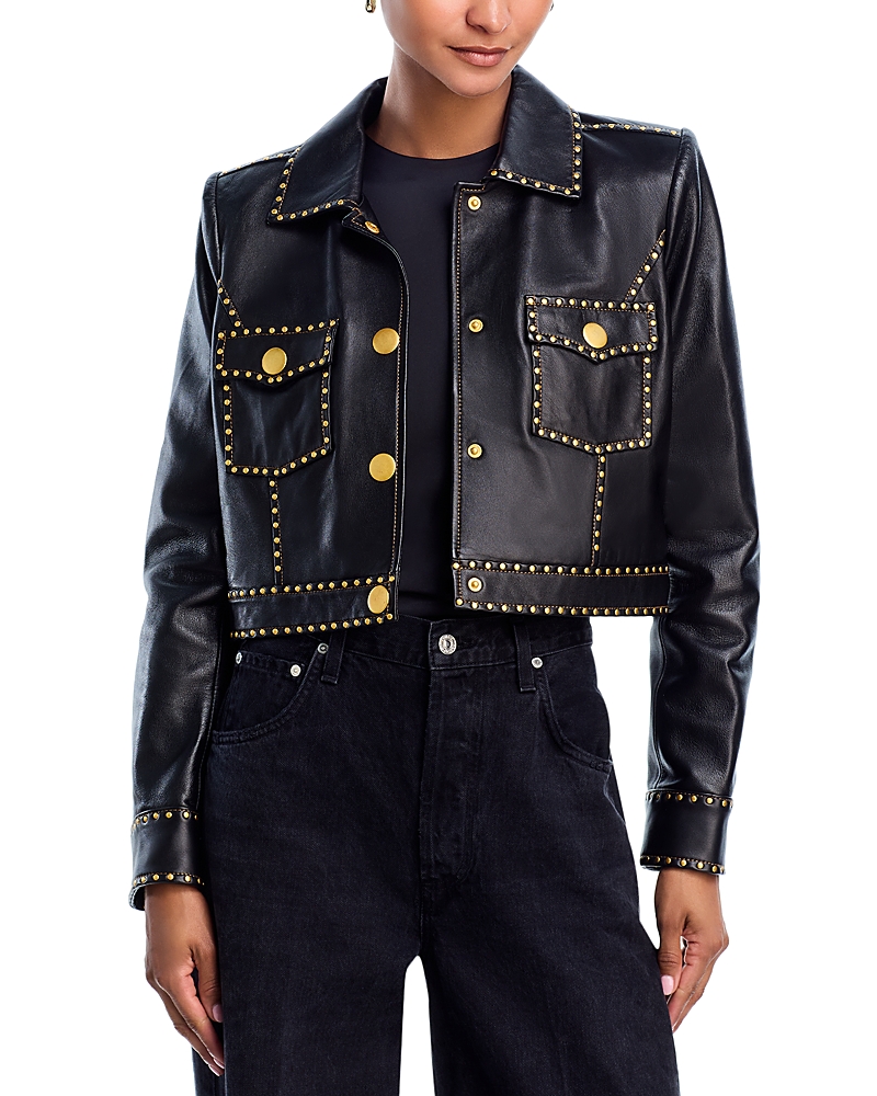 L Agence Winsome Studded Leather Jacket In Black