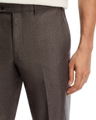 Flannel Flat Front Trousers - Exclusive