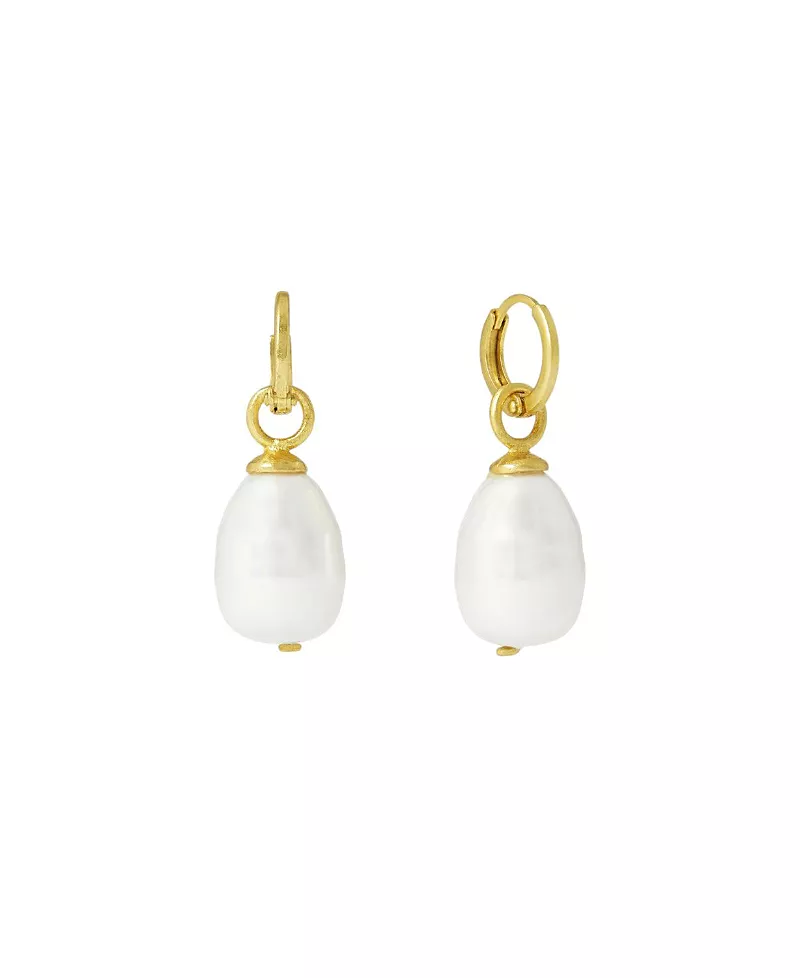 Ottoman Hands Ava Pearl Drop Huggie Earrings