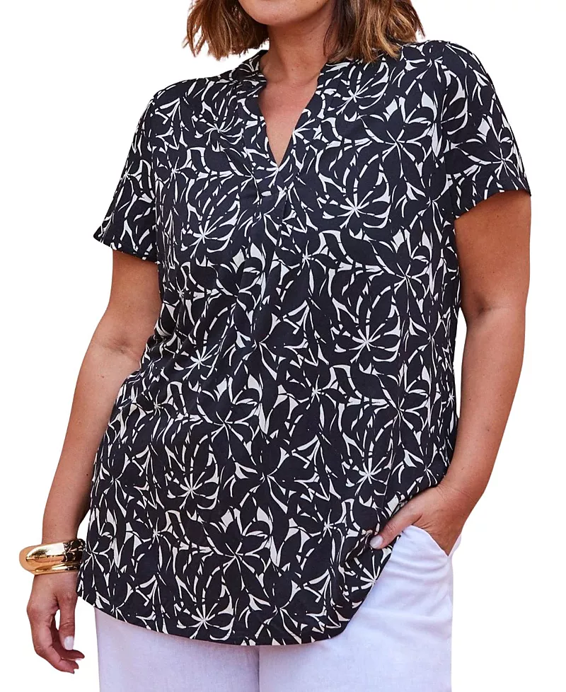 Live Unlimited Print Nehru Collar Top