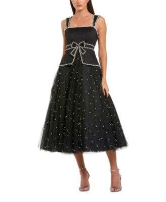  Sleeveless Embellished Crepe and Tulle Midi Dress