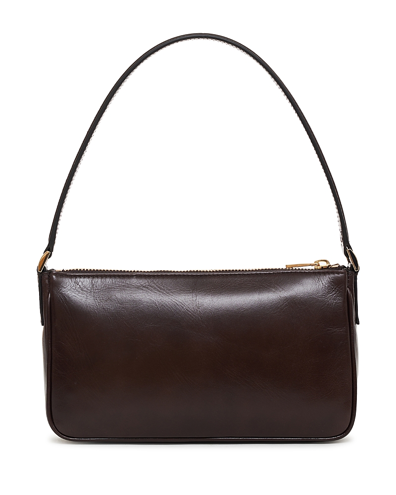 Anine Bing Minimalist Calfskin Shoulder Bag With Gold-tone Accents In Brown