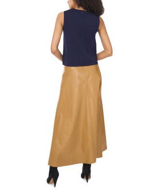 Sleeveless Button Up Crewneck Top