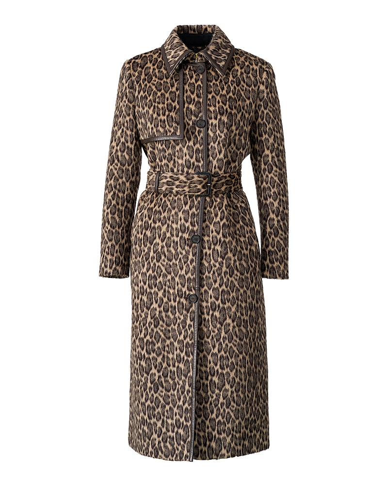 Mackage Printed Wool Blend Trench Coat In Animal Print