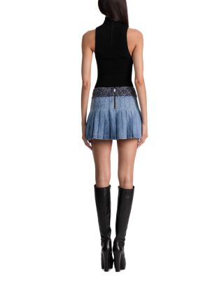 Mera Pleated Denim Mini Skirt