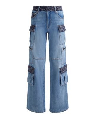 Cay Mid Rise Baggy Cargo Jeans in Celine Vintage