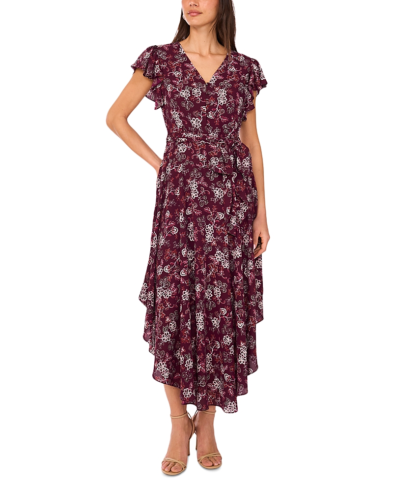 Vince Camuto V Neck Button Down Maxi Dress In Red