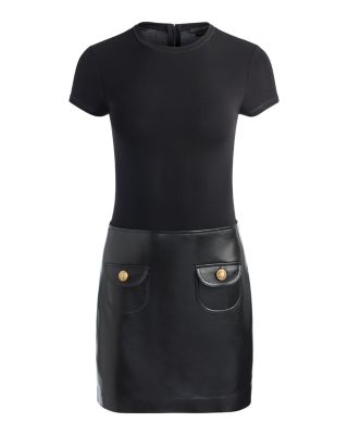 Sydney Faux Leather A Line Mini Dress