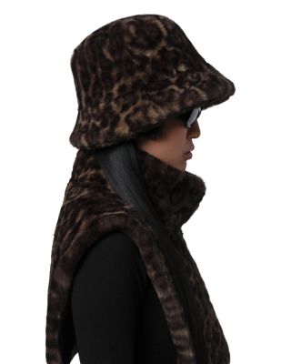 Amara Leopard Print Faux Fur Bucket Hat