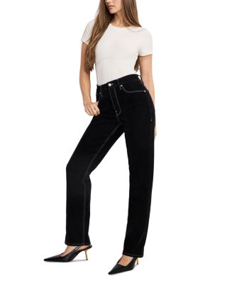 Good Icon Straight Velvet Denim Jeans in Indigo939