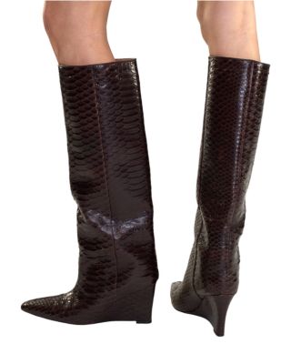 Women's Embossed Leather Wedge Boot