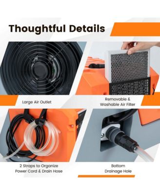  180 PPD Commercial Dehumidifier Crawl Space Dehumidifier with Pump & Drain Hose