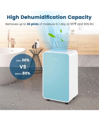  Portable 32 Pints/Day Dehumidifier for Home Basement with 3 Modes