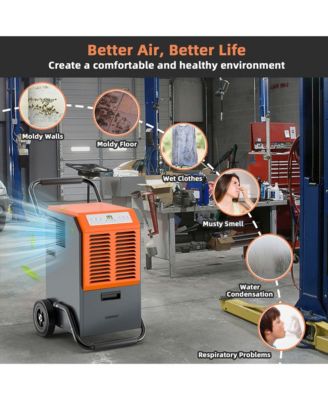  163 PPD Portable Commercial Dehumidifier w/Water Tank&Drainage Pipe for Basement