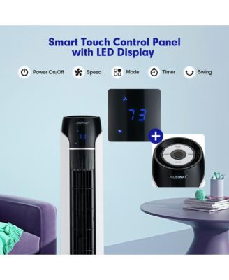 48'' Portable 80Â&deg; Oscillating Bladeless Tower Fan with Remote & LED Control