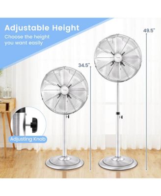 16" Standing Pedestal Fan with 3 Speed Settings Carrying Handle Aluminum Blades