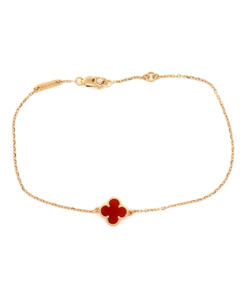 Pre-owned Pre-owned Van Cleef & Arpels Van Cleef & Arpels Sweet Alhambra Bracelet 18k Rose Gold And Carnelian