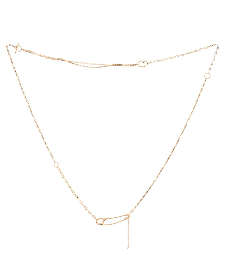 Pre-owned Pre-owned Hermes Hermes Very Large Chaine D'ancre Punk Lariat Long Necklace 18k Rose Gold With Diamond In Pink